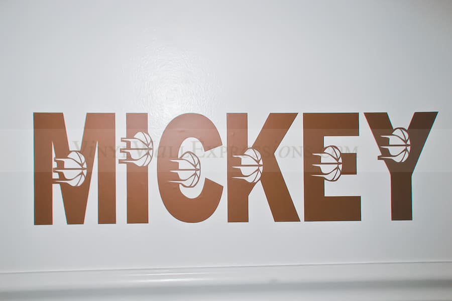Boys custom name-basketball theme vinyl wall decor
