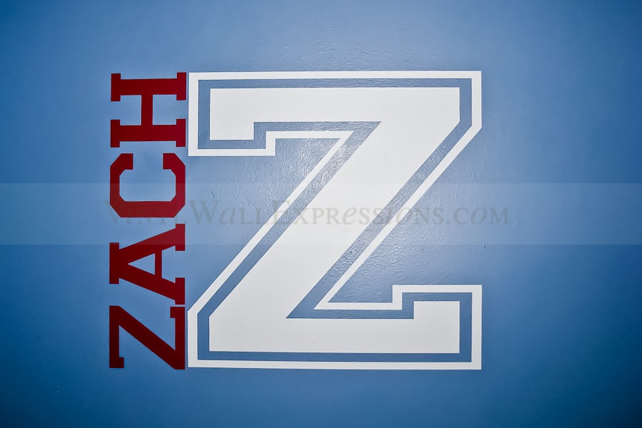 Name with monogram vinyl wall lettering
