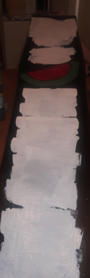 Finished sign before removing the stencil